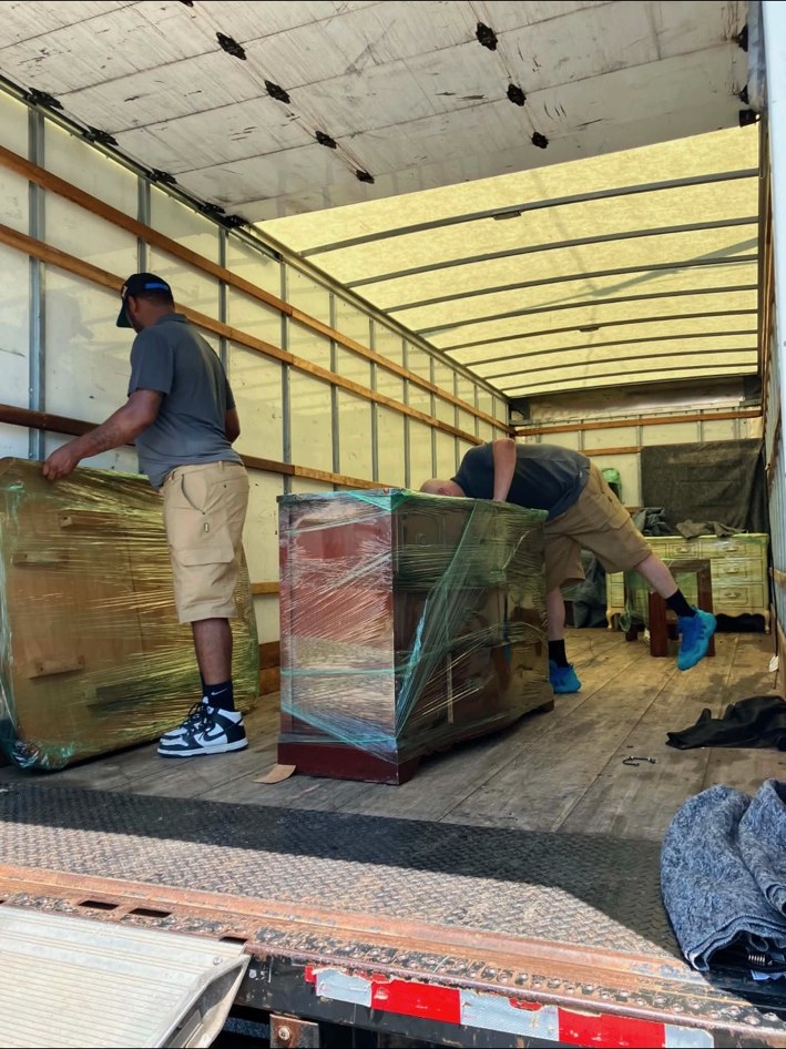 Furniture wrapped and prepared for moving